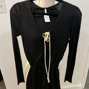 black with white tie romper